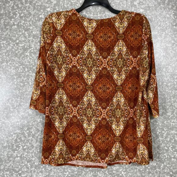 Notations Women's Plus Size Earth Tones Embroidered Boho Top - Size 1X - Peasant - Picture 7 of 7
